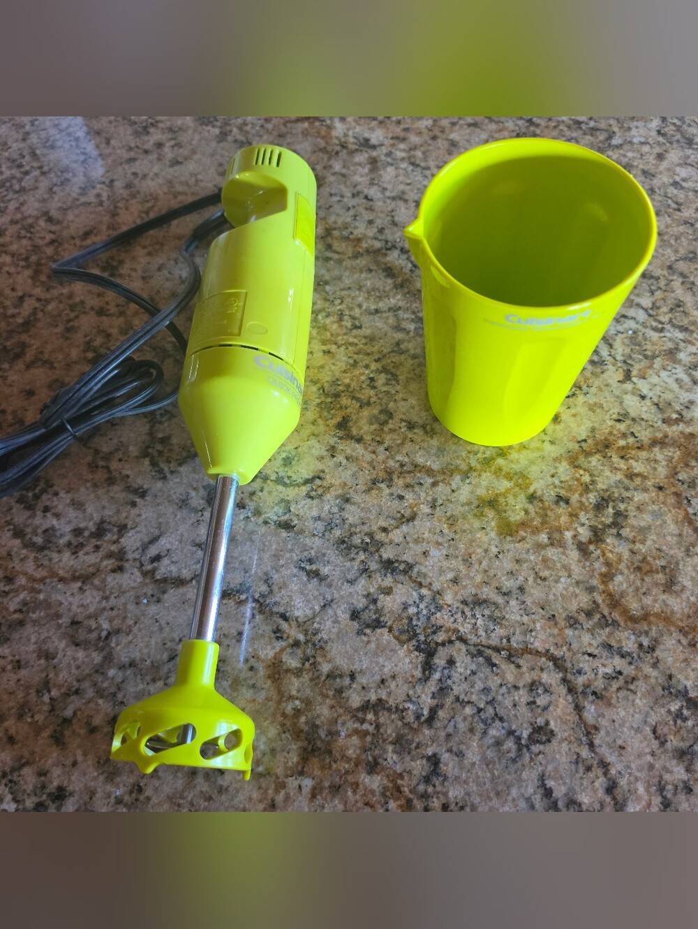 Cuisinart Neon Green Quik Prep Immersion Hand Blender with Beaker EUC